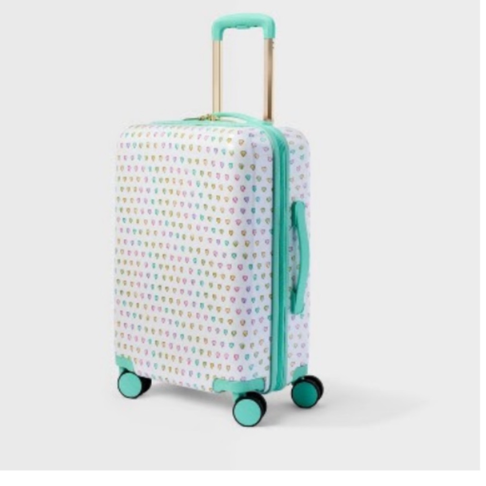 Roller Rabbit Target Disco Hearts Wave Suitcase 
Hard Side Spinner NWT ✨💖